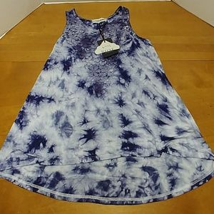 Knox Rose tunic tank top blue tie dye Small
